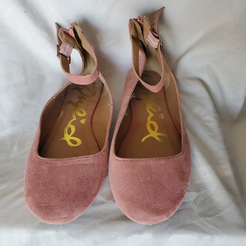 Qupid Girls Shoes Pink Babydoll Ballet Flats Just Be Black Slides Sandals Size 6